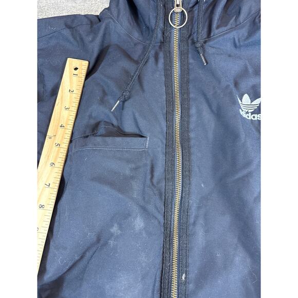 VINTAGE Adidas Trefoil Jacket Mens Large Blue Full Zip Lined Hooded Outdoor - Picture 4 of 8